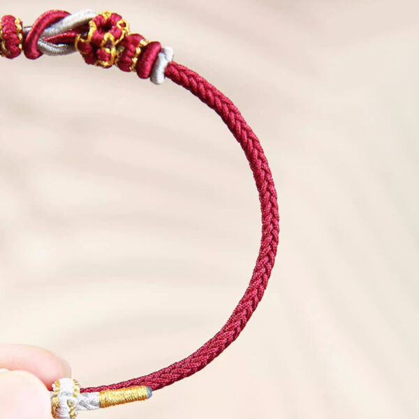 Handmade Peach Blossom Knot Eight Thread Peace Knot Luck Protection Bracelet - 图片 10