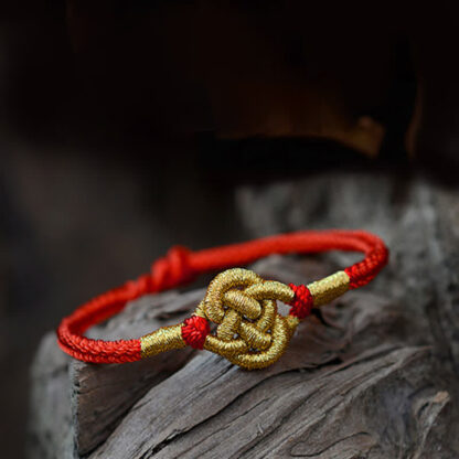 Buddha Stones Handmade Simple Design Chinese Knotting Luck Strength Braid String Bracelet - 图片 2