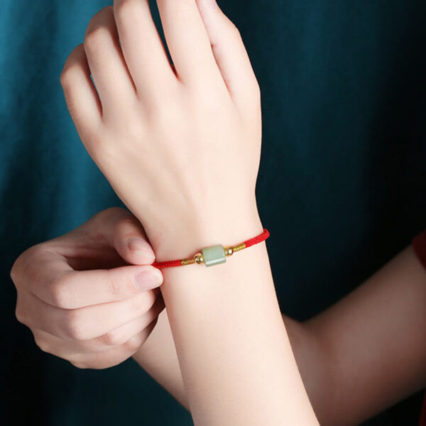 Tibet Handmade Green Aventurine Red Stone Malachite Luck Protection Braided Rope Bracelet - 图片 5