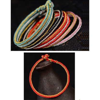 Buddha Stones Two-Color Rope Handcrafted Eight Thread Peace Knot Bracelet - 图片 16