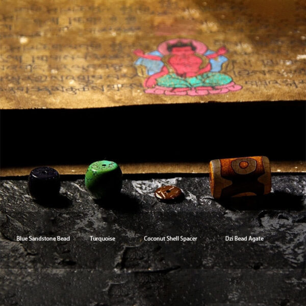 Tibetan Yak Bone Dzi Bead Turquoise Keep Away Evil Spirits Bracelet - 图片 7