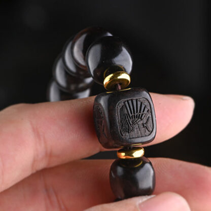 Tibetan Ebony Wood Barrel Beads Lucky And Treasure Balance Bracelet - 图片 6