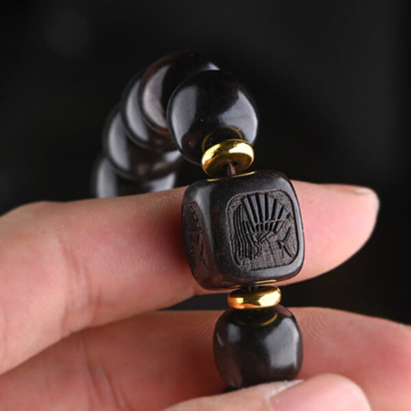 Tibetan Ebony Wood Barrel Beads Lucky And Treasure Balance Bracelet - 图片 6