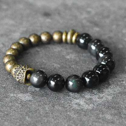 Buddha Stones Rainbow Obsidian Copper Bead Positive Transformation Bracelet - 图片 10