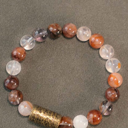 White Crystal Red Hematoid Quartz Gold Rutilated Quartz Purple Phantom Protection Bracelet - 图片 11