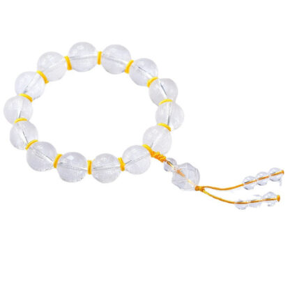 Tibet White Crystal Half Demon Half Buddha Heart Sutra Lotus Healing Bracelet - 图片 6
