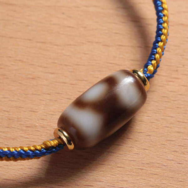 Tibetan Three-eyed Dzi Bead Luck Happiness Bracelet - 图片 6
