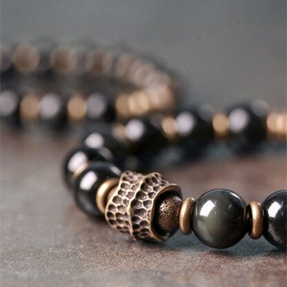 Buddha Stones Rainbow Obsidian Copper Love Healing Bracelet - 图片 3