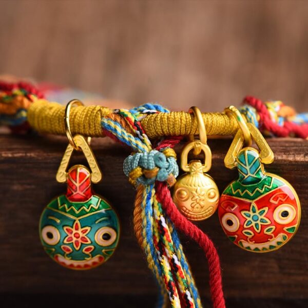 Gold Swallowing Beast Family Luck Reincarnation Knot Braid Colorful String Bracelet - 图片 4