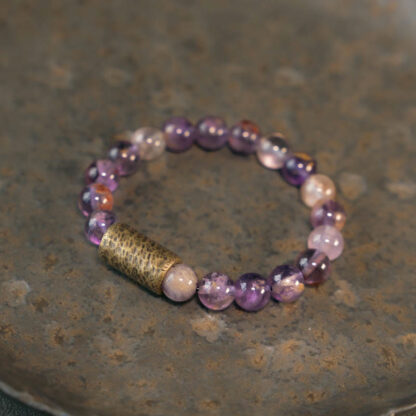 White Crystal Red Hematoid Quartz Gold Rutilated Quartz Purple Phantom Protection Bracelet - 图片 22
