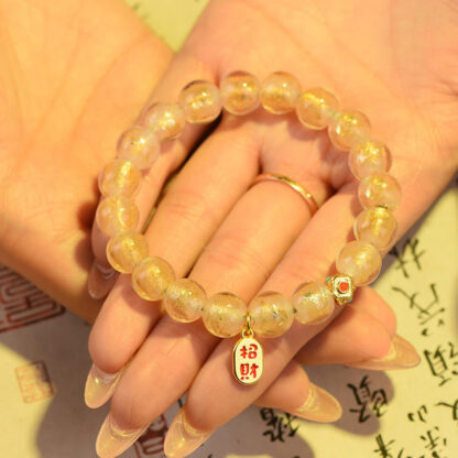 Tibetan Incense Ash Liuli Glass Bead Lucky Fortune Fu Character Charm Bracelet - 图片 6