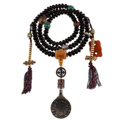 Tibet 108 Mala Beads Purple Bodhi Seed Bagua Vajra Auspiciousness Bracelet - 图片 2