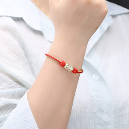 Buddha Stones 925 Sterling Silver Om Mani Padme Hum Prayer Wheel Luck Strength Red String Bracelet - 图片 2