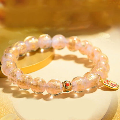 Tibetan Incense Ash Liuli Glass Bead Lucky Fortune Fu Character Charm Bracelet - 图片 5