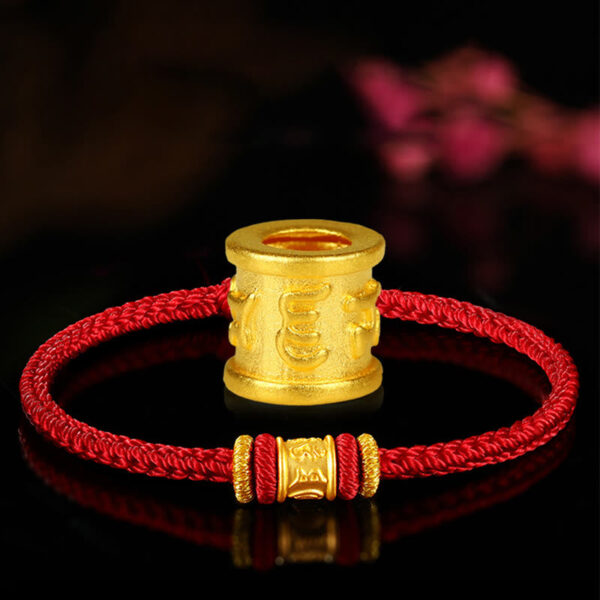 Tibet 999 Gold Om Mani Padme Hum Engraved Protection Lucky Bead Bracelet - 图片 5