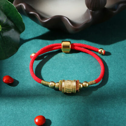 Buddha Stones 999 Sterling Silver Om Mani Padme Hum Luck Red String Bracelet - 图片 5