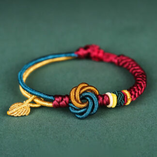 Tibetan Handmade Mandala Knot Leaf Luck Rope Bracelet