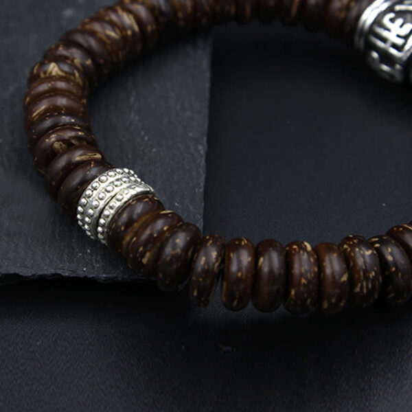 Natural Tibetan Coconut Shell Om Mani Padme Hum Positive Bracelet - 图片 16