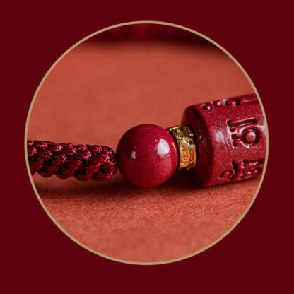 Tibet Cinnabar Om Mani Padme Hum Engraved Blessing Braided Bracelet - 图片 10