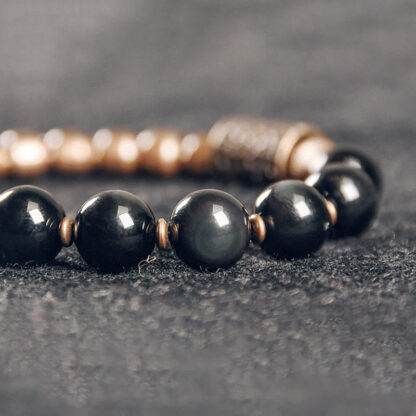Buddha Stones Lava Rock Stone Rainbow Obsidian Copper Support Healing Bracelet - 图片 15