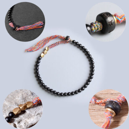 Buddha Stones Handmade Tibetan Black Onyx Tassel Bracelet - 图片 10