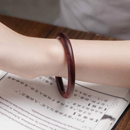Buddha Stones Tibetan Small Leaf Red Sandalwood Ebony Green Sandalwood Protection Bracelet Bangle - 图片 8