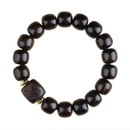 Tibetan Ebony Wood Barrel Beads Lucky And Treasure Balance Bracelet - 图片 8
