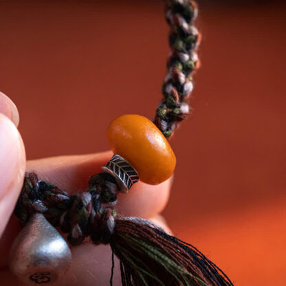 990 Sterling Silver Tibetan Handmade Amber Steelyard Weight Wish Protection Bracelet - 图片 13