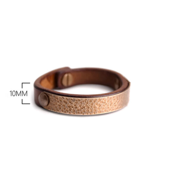 Vintage Handmade Texture Copper Brass Leather Wealth Bracelet Bangle - 图片 13