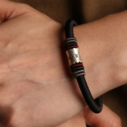 Buddha Stones 999 Sterling Silver Om Mani Padme Hum Peace Magnetic Buckle Bracelet - 图片 10