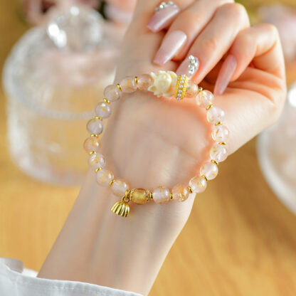 Tibetan Incense Ash Liuli Glass Bead Lucky Nine Tailed Fox Lotus Charm Bracelet - 图片 5