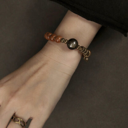 Kuka Seed Tiger Eye Gold Sheen Obsidian Copper Wealth Luck Bracelet - 图片 14