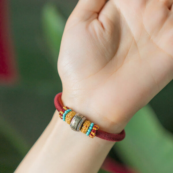 Handmade Tibetan Amulet King Kong Knot Luck Protection Braided Bracelet - 图片 4