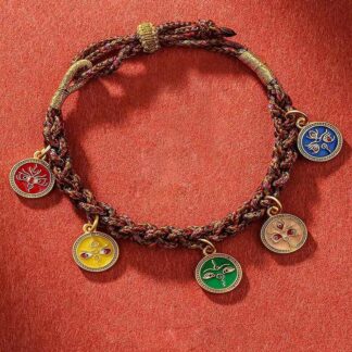 Buddha Stones Tibetan Five God Of Wealth Thangka Luck Braid String Bracelet
