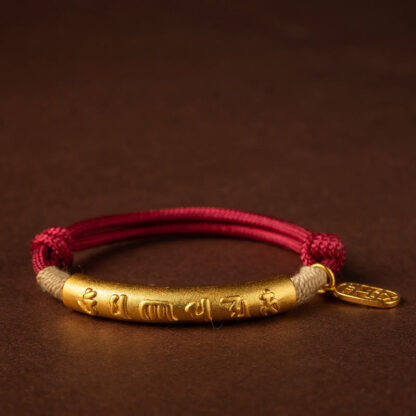 999 Sterling Silver Tibet Handmade Om Mani Padme Hum Fu Character TopRank Character Luck Braided Bracelet - 图片 7