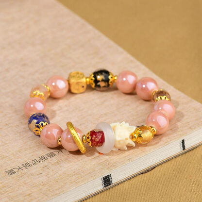 Tibetan Incense Ash Liuli Glass Bead Luck Protection Nine Tailed Fox Bracelet - 图片 2