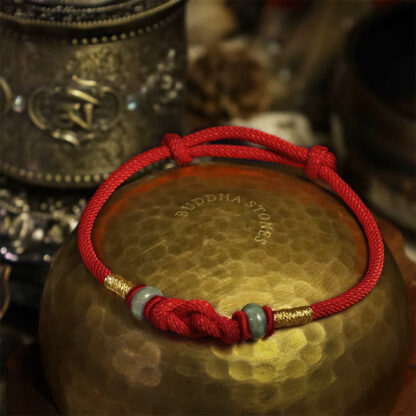 Buddha Stones Red String Jade Luck Fortune Knot Braided String Bracelet - 图片 5