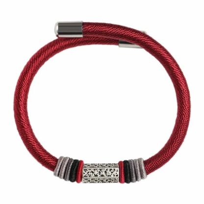 Buddha Stones 925 Sterling Silver Om Mani Padme Hum Peace Red String Bracelet - 图片 9
