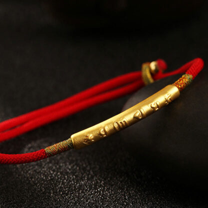 Buddha Stones Tibetan Buddhist Handmade Mani Mantra Lucky Red String Bracelet - 图片 3