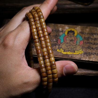 Buddha Stones Tibet 108 Mala Beads Yak Bone Amber Balance Bracelet - 图片 8