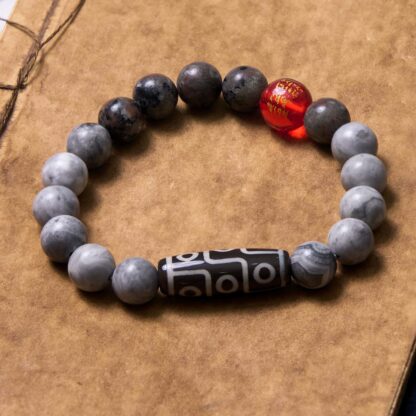 Tibetan Nine-Eye Dzi Bead Picasso Jasper Positive Bracelet - 图片 4