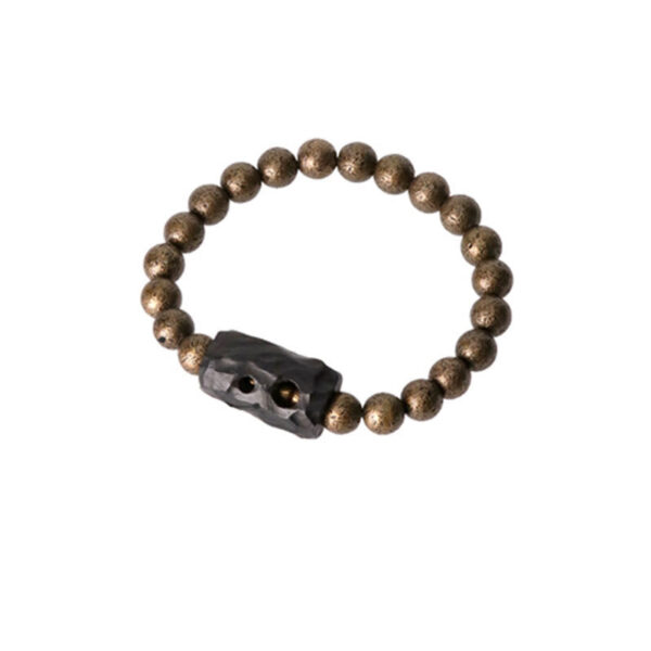 Tibet Ebony Wood Copper Peace Balance Beaded Bracelet - 图片 10