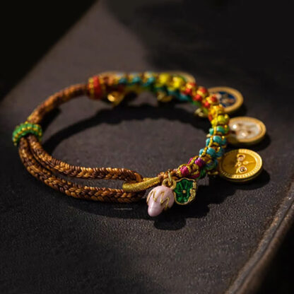 Tibetan Colorful Rope Five God Of Wealth Luck Braid Bracelet - 图片 2