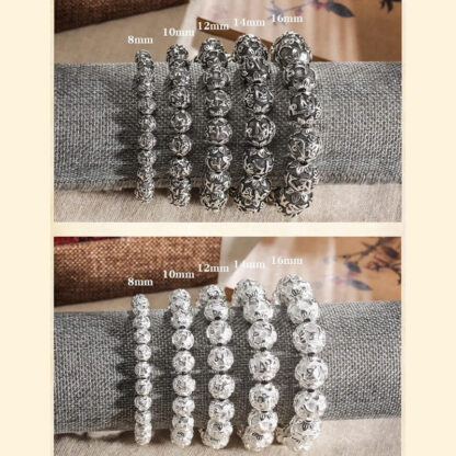 Tibetan Om Mani Padme Hum Carved Alloy Beads Amulet Bracelet - 图片 15