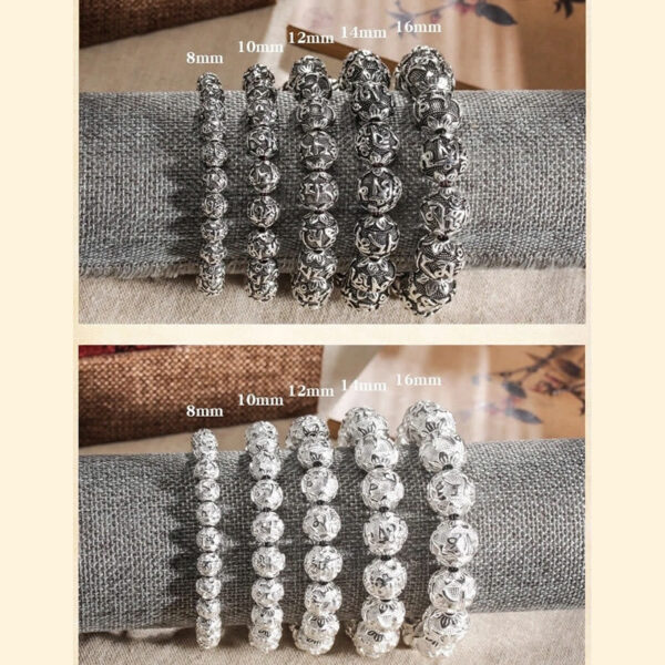 Tibetan Om Mani Padme Hum Carved Alloy Beads Amulet Bracelet - 图片 15