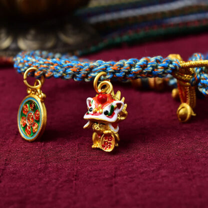 Buddha Stones Tibetan Zakiram Goddess of Wealth Thangka Luck Prayer Wheel Braid String Bracelet - 图片 5
