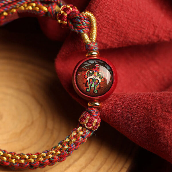 Buddha Stones Colorful Rope Cinnabar Thangka Blessing Braided Bracelet - 图片 5