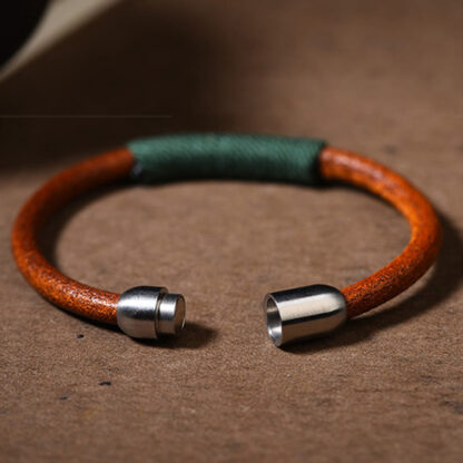 Tibetan Leather Handmade Five Elements Luck Braid String Buckle Bracelet - 图片 4