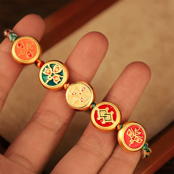 Tibetan Five God Of Wealth Colorful Rope Braided Luck Bracelet - 图片 8