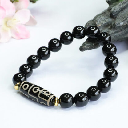 Tibetan Nine-Eye Dzi Bead Black Onyx Power Bracelet - 图片 4